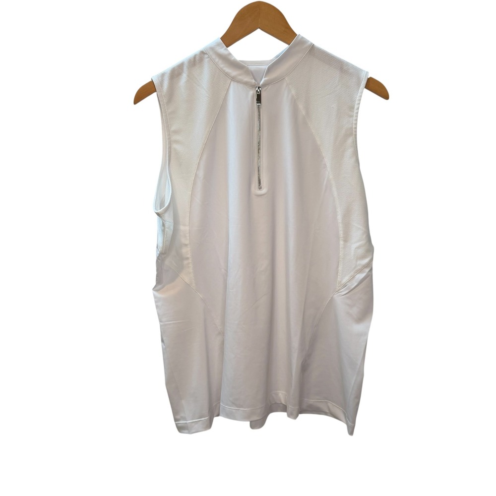 Tail Women White Sleeveless Quarter Zip Golf Tennis Athletic Top XL
